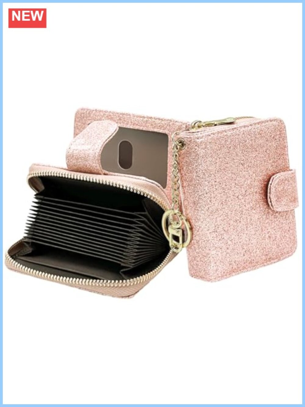 Glitter Microfiber RFID Credit Card Wallet Organizer Small Security Card Holder